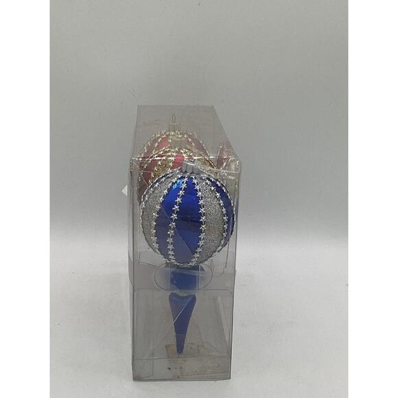 Set Of 3 Shatterproof Ornate 7" Christmas Cone Ornaments Jeweled - Picture 6 of 6